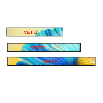 VETO Tamaño personalizado Barra extendida Pantalla LCD Estante de publicidad en interiores Margen de señalización digital para supermercado