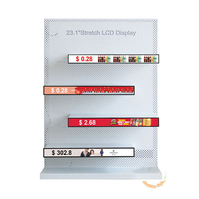 Calidad 23Pantalla LCD de barra extendida de 0,1 pulgadas con toque de 10 puntos y brillo de 500 cd / m2 para publicidad en el borde de la estantería fábrica