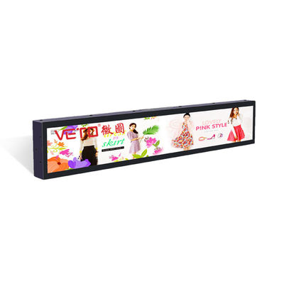 Calidad Software gratuito de CMS Android Bar extendido pantalla LCD en el interior de la estantería pantalla de publicidad Fábrica